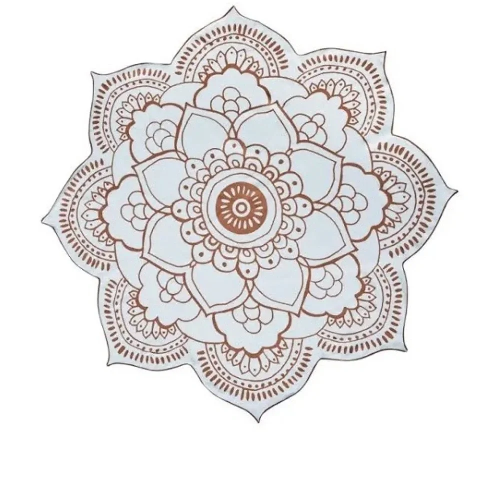 Vix Paula Hermanny Blue Brown Lotus Flower Beach Towel about 52” diameter